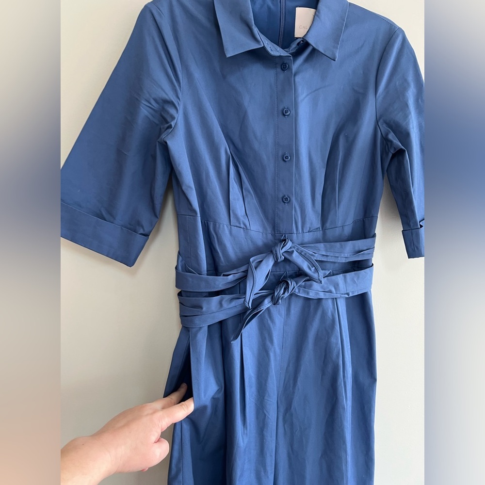 Gal Meets Glam Collection Sawyer Dual-Tie Wide-Leg Cropped Jumpsuit, Blue, 4 - Picture 6 of 12